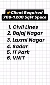 QSR Space in West Nagpur 700-1200 SqFt Requirement
